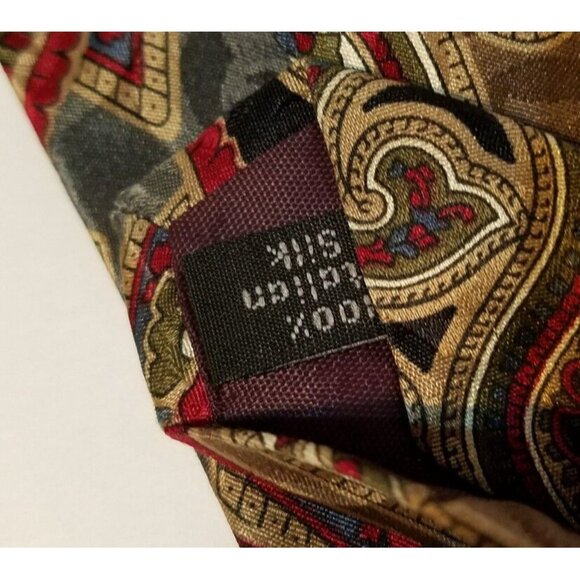 Zylos George Machado Gray Black Tan Red Paisley Mens Necktie Tie 100% Silk 61" - Picture 3 of 4